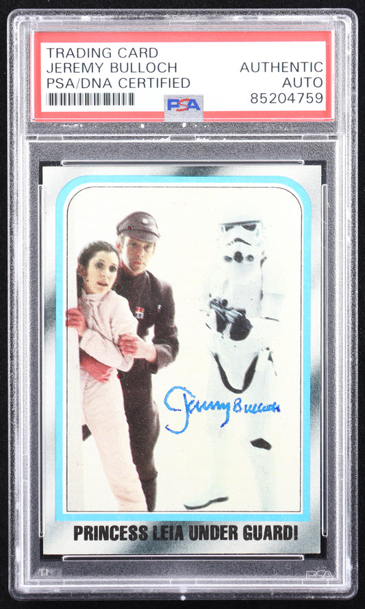 Jeremy Bulloch Signed 1980 Topps Star Wars The Empire Strikes Back #219 Princess Leia Under Guard! RC (PSA) Boba Fett - Rookie Card