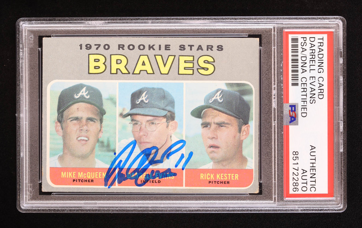 Darrell Evans Signed Mike McQueen RC / Darrell Evans RC / Rick Kester RC 1970 Topps Rookie Stars #621 (PSA) - Rookie Card
