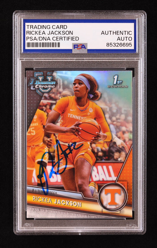 Rickea Jackson Signed 2023- 24 Bowman Chrome University Refractors #77 RC (PSA) - Rookie Card