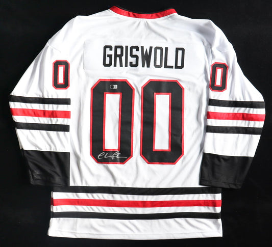 Chevy Chase Signed Jersey (Beckett) "National Lampoon's Christmas Vacation" - Chicago Blackhawks