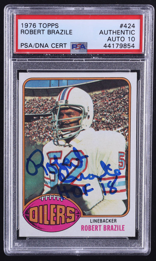 Robert Brazile Signed 1976 Topps #424 RC Inscribed "HOF 18" (PSA | Autograph Grade 10) Rookie Card