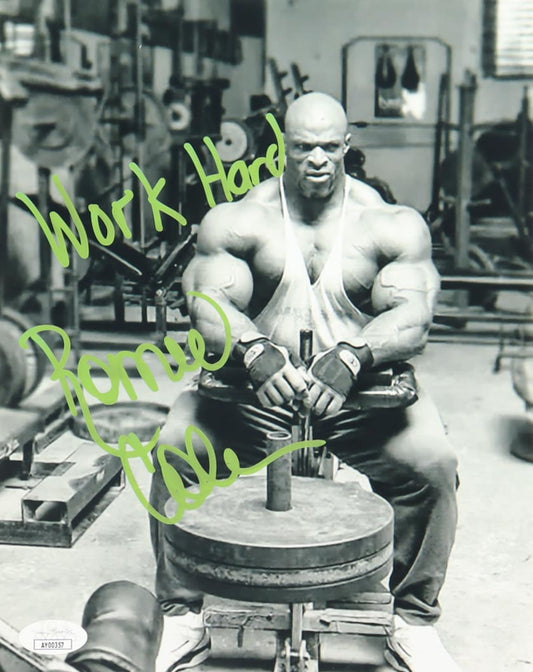 Ronnie Coleman Signed (JSA) 8x10 Photo Inscribed "Work Hard"
