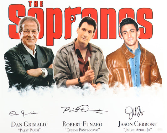 Dan Grimaldi, Robert Funaro & Jason Cerbone Signed (JSA) "The Sopranos" 16x20 Photo