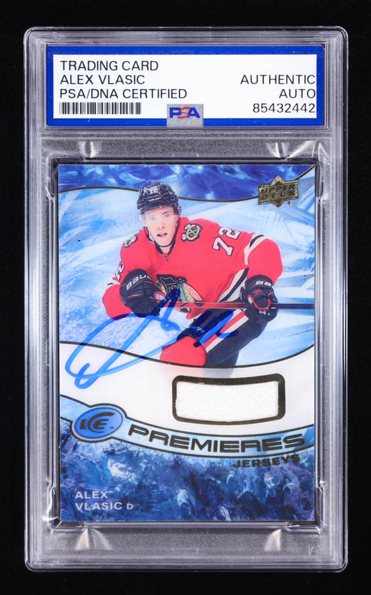 Alex Vlasic signed 2022 Upper Deck Premieres Jersey Ice #IPA-AV RC (PSA) - Rookie Card