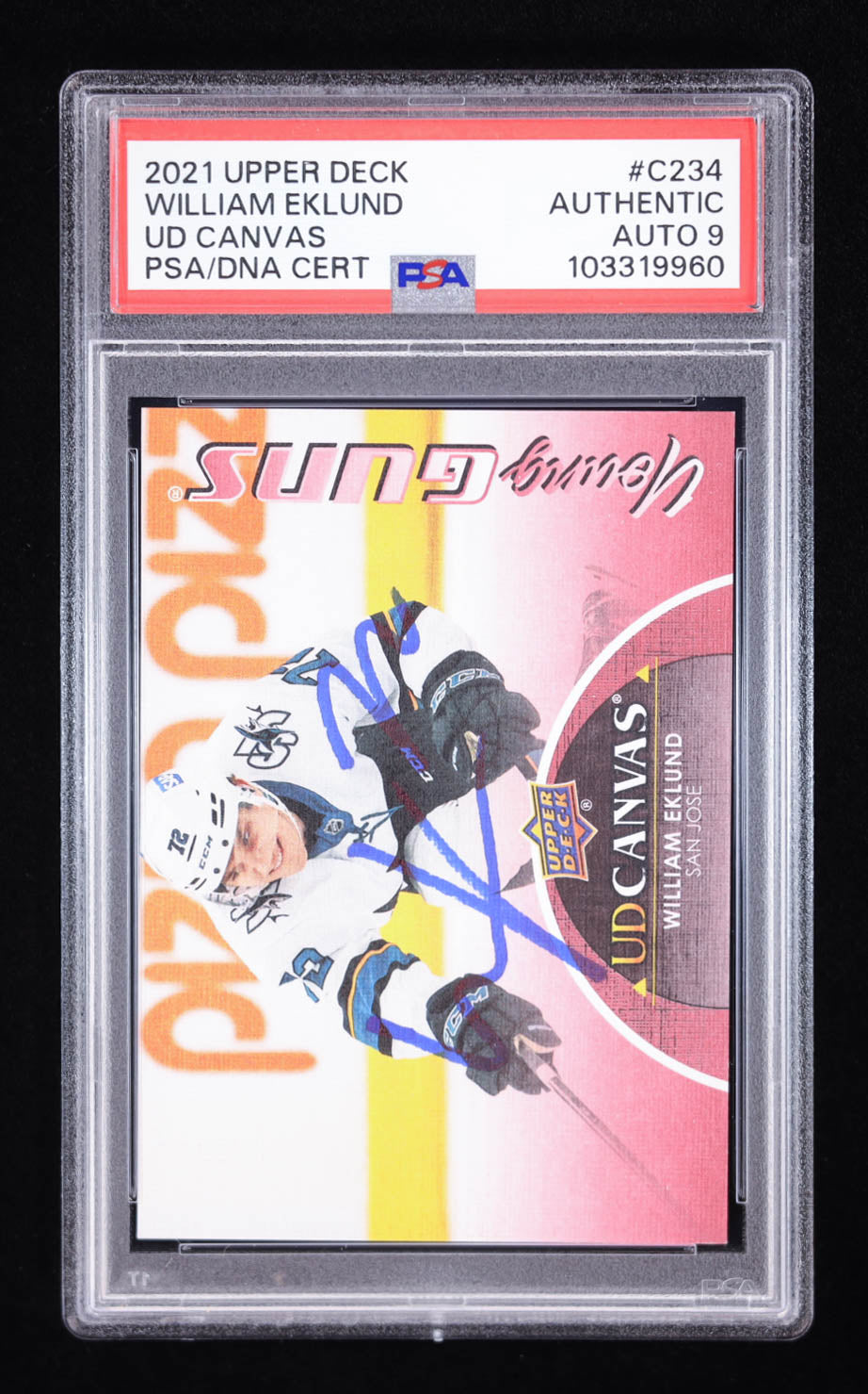 William Eklund Signed 2021 Upper Deck Canvas Young Guns #C234 RC (PSA Auto Grade 9) - Rookie Card