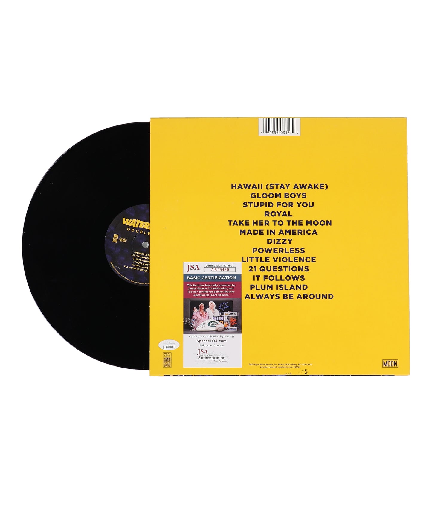 Waterparks "Double Dare" signed (JSA) Vinyl Record Album Band-Signed by Awsten Knight, Geoff Wiginton & Otto Wood