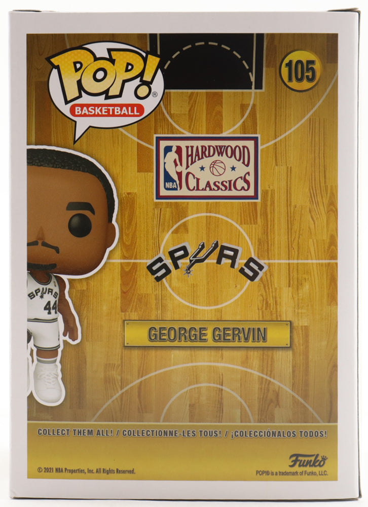 George Gervin Signed (Beckett) Spurs #105 Funko Pop! Vinyl Figure Inscribed "HOF 96" - Beckett Witnessed