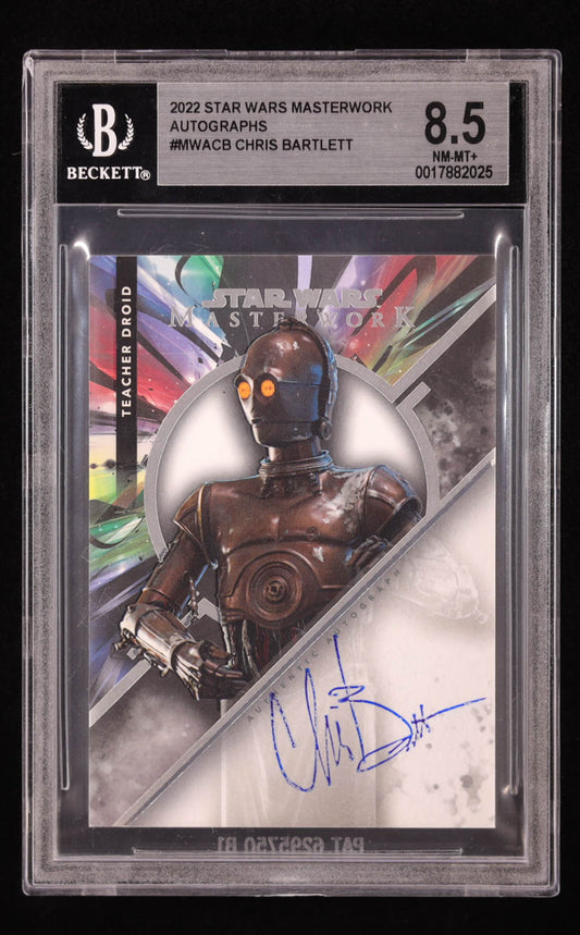Chris Bartlett as Teacher Droid 2022 Topps Star Wars Masterwork Autographs #MWACB (BGS 8.5)