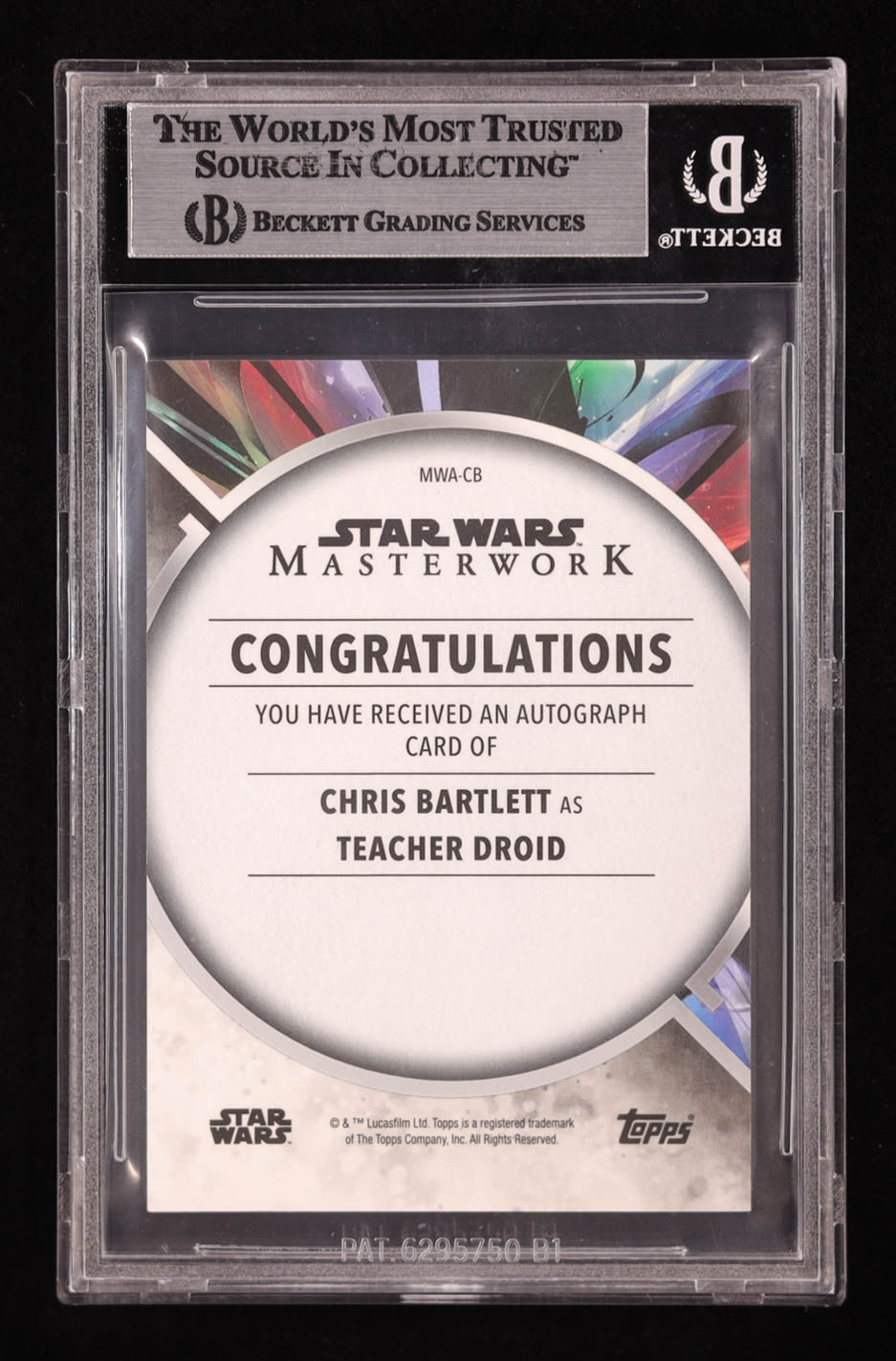 Chris Bartlett as Teacher Droid 2022 Topps Star Wars Masterwork Autographs #MWACB (BGS 8.5)