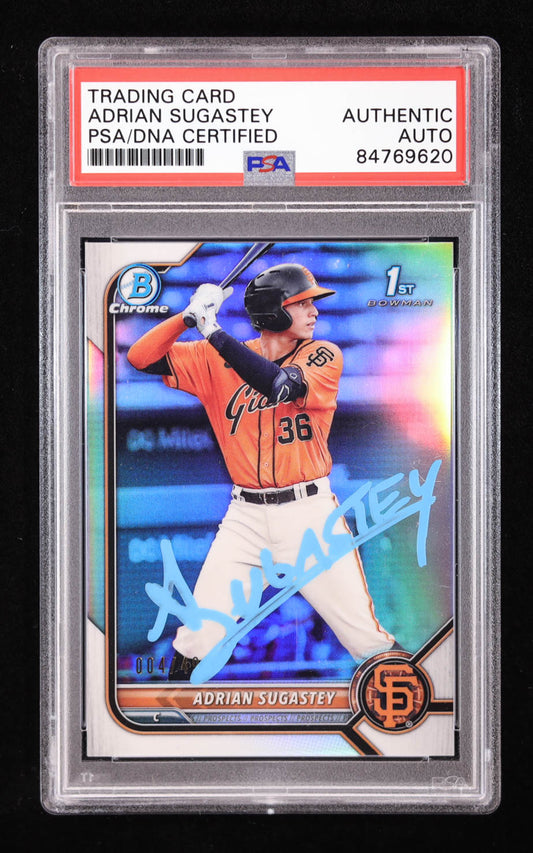 Adrian Sugastey Signed 2022 Bowman Chrome Prospect Refractor #BCP19 RC #4/499 (PSA) Rookie Card | Serially Numbered #475/499