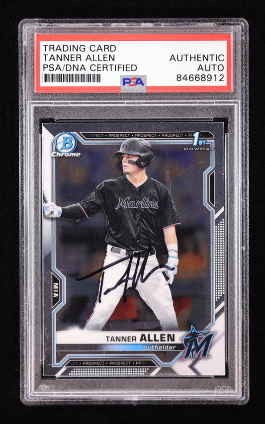 Tanner Allen Signed 2021 Bowman Draft Chrome #BDC165 RC (PSA) Rookie Card