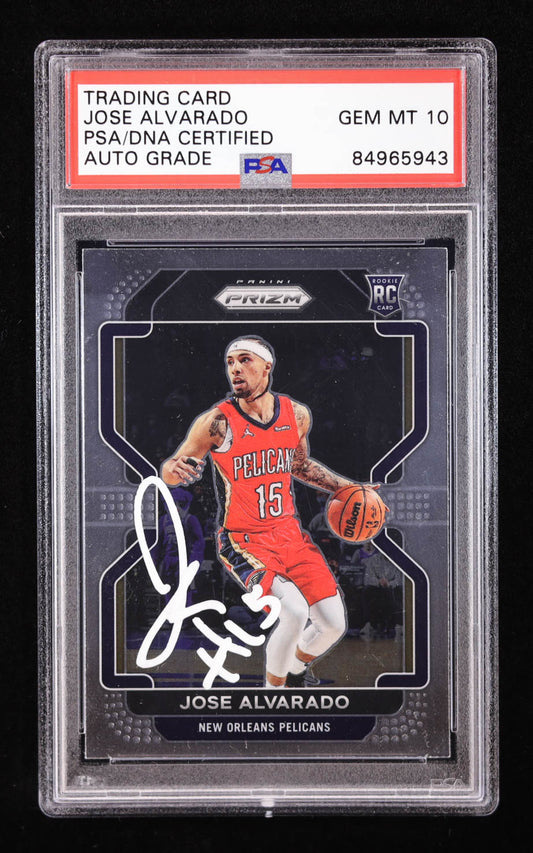 Jose Alvarado Signed 2021-22 Panini Prizm #606 RC (PSA | Auto 10) Rookie Card | Autograph Graded 10