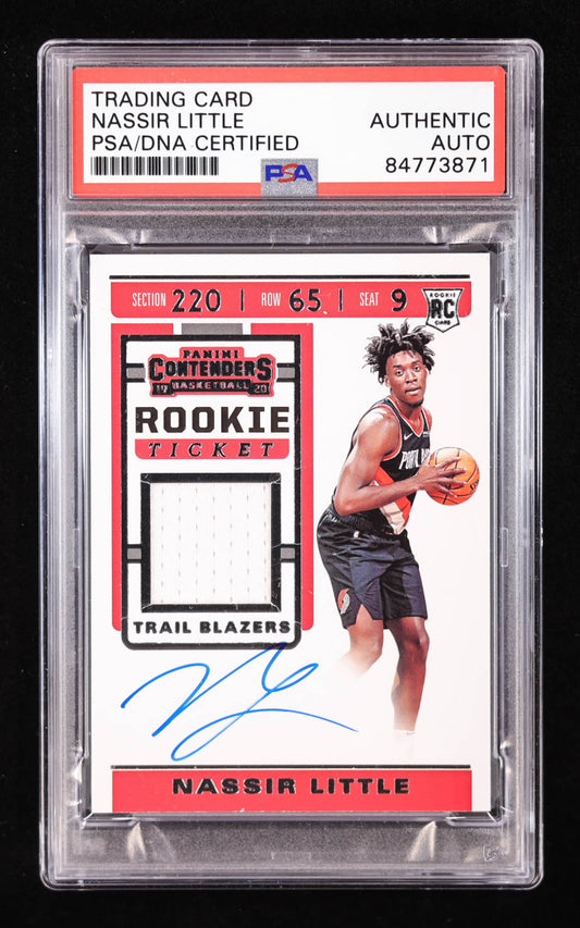 Nassir Little Signed 2019-20 Panini Contenders Rookie Ticket Swatches #17 RC (PSA) Rookie Card