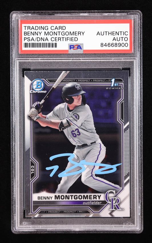 Benny Montgomery Signed 2021 Bowman Draft Chrome #BDC84 RC (PSA) Rookie Card