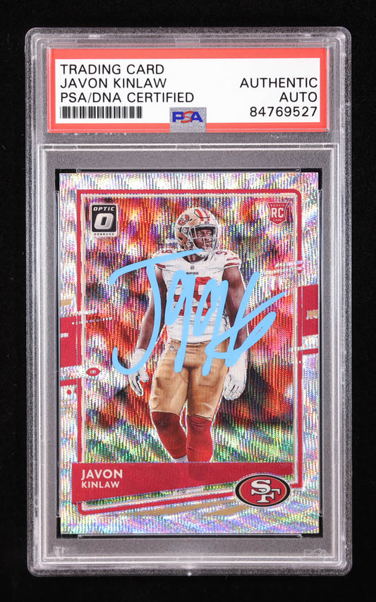 Javon Kinlaw Signed 2020 Donruss Optic Wave #115 #92/199 (PSA) Rookie Card | Serially Numbered #92/199