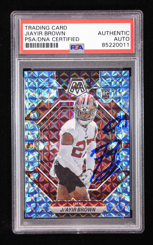 Ji'ayir Brown Signed 2023 Panini Mosaic Mosaic Reactive Blue #334 RC (PSA) Rookie Card