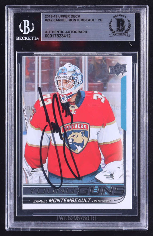 Samuel Montembeault Signed 2018-19 Upper Deck #242 YG RC (BGS) - Young Guns - Rookie Card