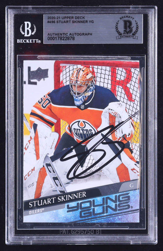 Stuart Skinner Signed 2020-21 Upper Deck #496 Young Guns RC (BGS) Rookie Card