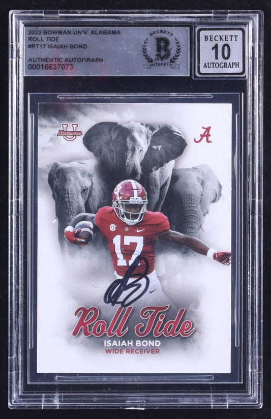 Isaiah Bond Signed 2023 Bowman University Alabama Roll Tide #RT17 RC (BGS | Auto 10) Rookie Card