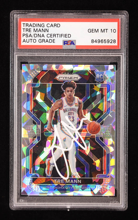 Tre Mann Signed 2021-22 Panini Prizm Prizms Ice #274 RC (PSA | Auto 10) Rookie Card