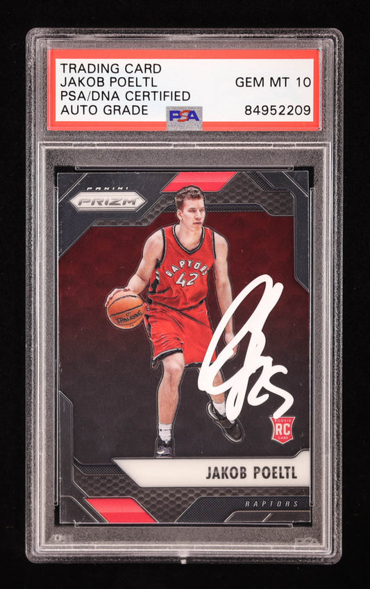 Jakob Poeltl Signed 2016-17 Panini Prizm #216 RC (PSA | Auto 10) Rookie Card