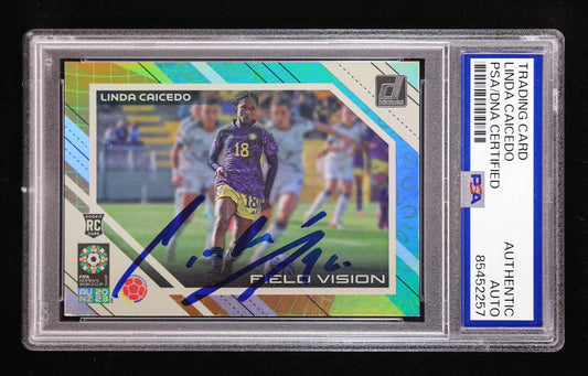 Linda Caicedo Signed 2023 Donruss Women's World Cup Field Vision #3 RC (PSA) Rookie Card