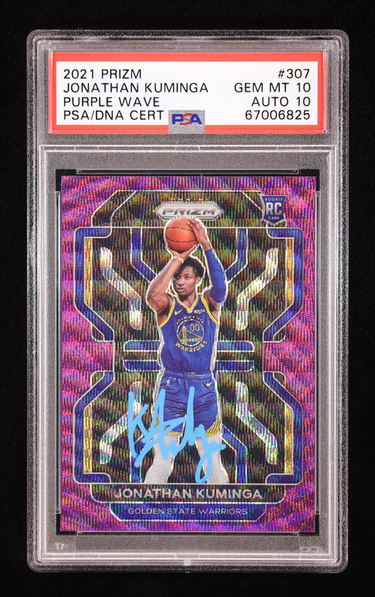 Jonathan Kuminga Signed 2021 Panini Prizm Purple Wave #307 RC (PSA 10 | Auto 10) Rookie Card