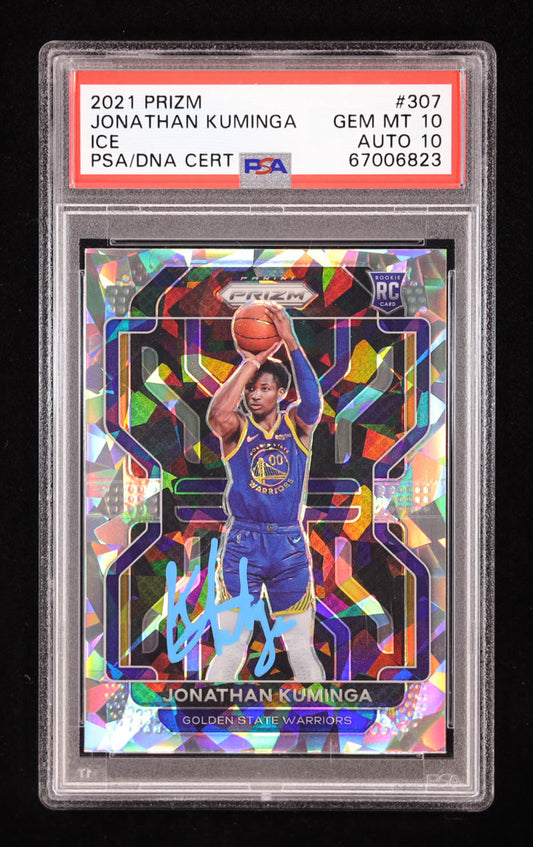Jonathan Kuminga Signed 2021 Panini Prizm Ice #307 RC (PSA 10 | Auto 10) Rookie Card