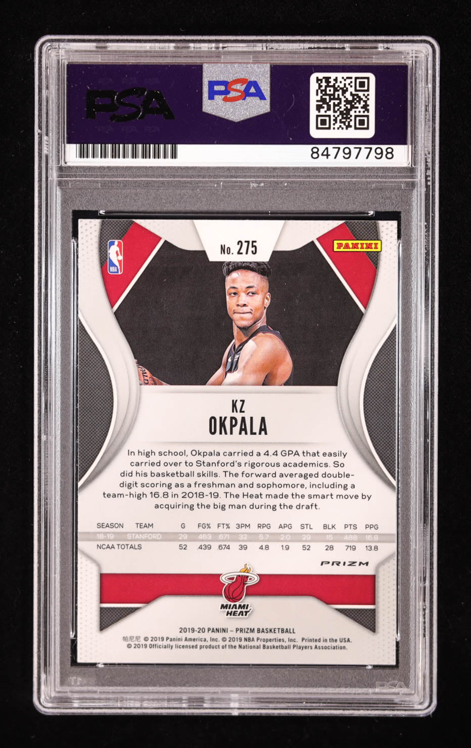 KZ Okpala Signed 2019-20 Panini Prizm Choice Red #275 RC (PSA | Autograph Graded PSA 10) Rookie Card
