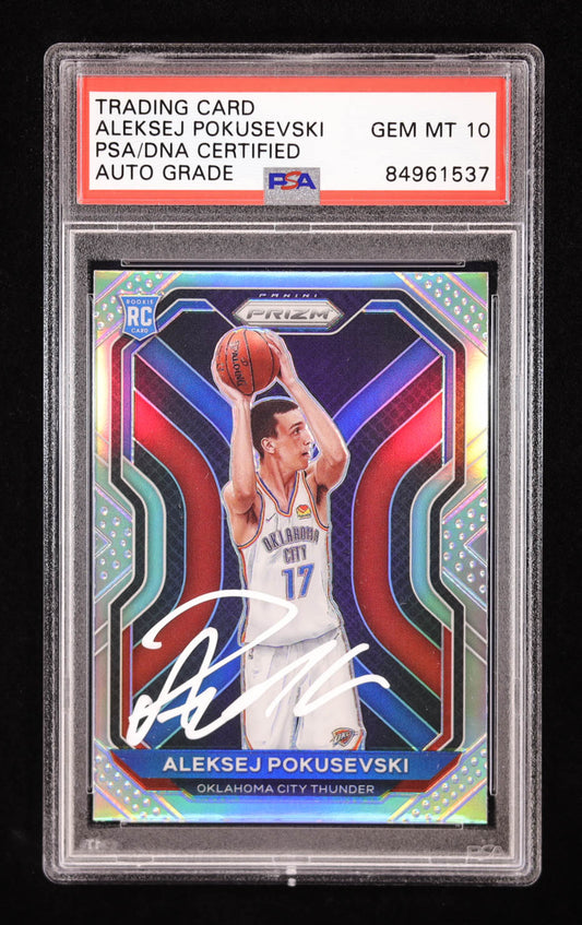 Aleksej Pokusevski Signed 2020-21 Panini Prizm Prizms Silver #264 RC (PSA | Auto Grade 10) Rookie Card