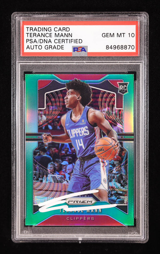 Terance Mann Signed 2019-20 Panini Prizm Prizms Green #296 RC (PSA | Auto Grade 10) Rookie Card
