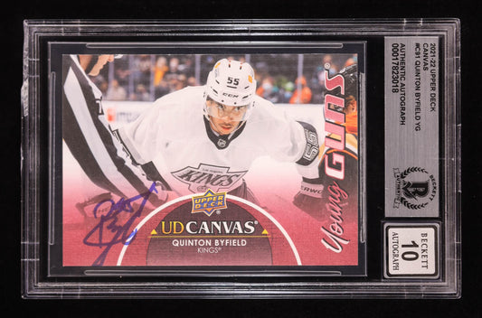 Quinton Byfield Signed 2021-22 Upper Deck Canvas #C91 YG RC (BGS | Auto 10) - Young Guns - Rookie Card