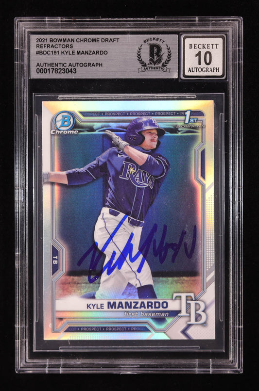 Kyle Manzardo Signed 2021 Bowman Chrome Draft Refractors #BDC191 RC (BGS | Auto 10) Rookie Card