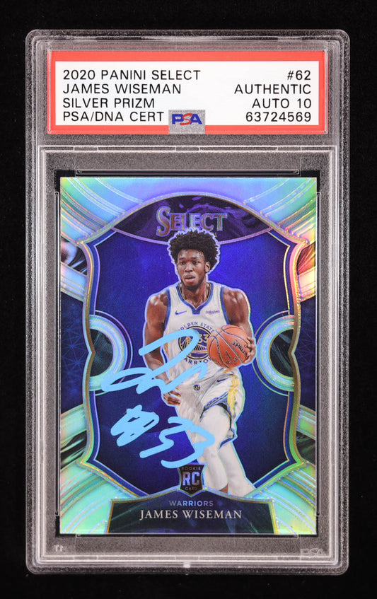 James Wiseman Signed 2020 Panini Select Silver Prizm #62 RC (PSA | Auto Grade 10) Rookie Card