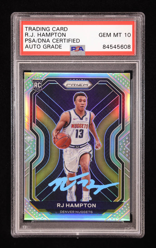 RJ Hampton Signed 2020-21 Panini Prizm Silver #286 RC (PSA | Auto 10) Rookie Card