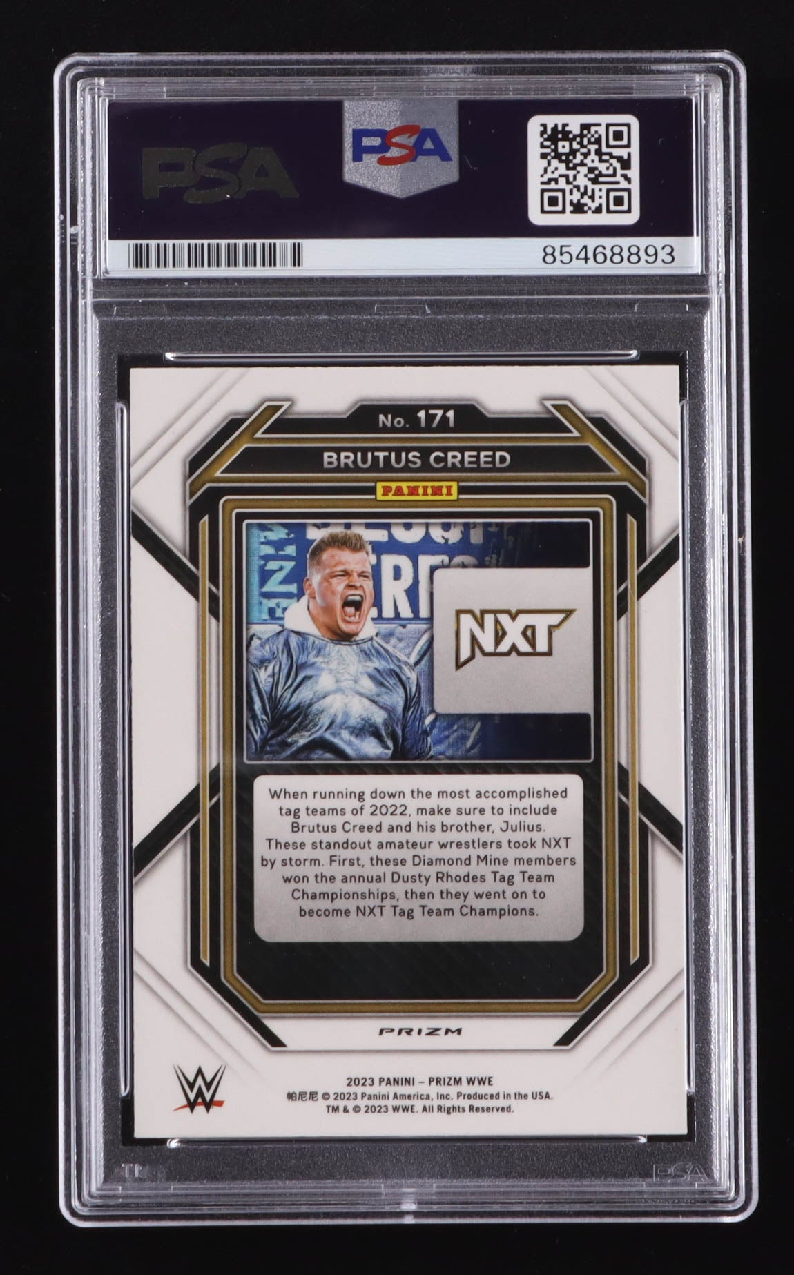 Brutus Creed Signed 2023 Panini Prizm WWE Silver #171 (PSA)