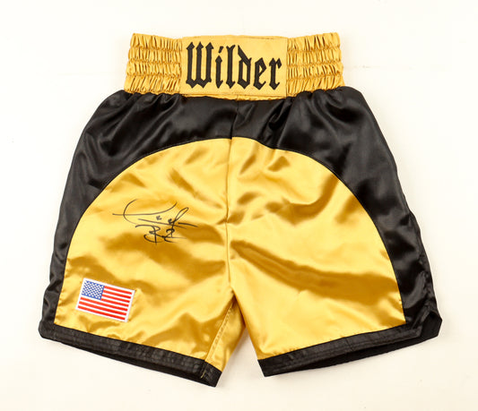 Deontay Wilder Signed Boxing Trunks (Beckett) Beckett Witnessed