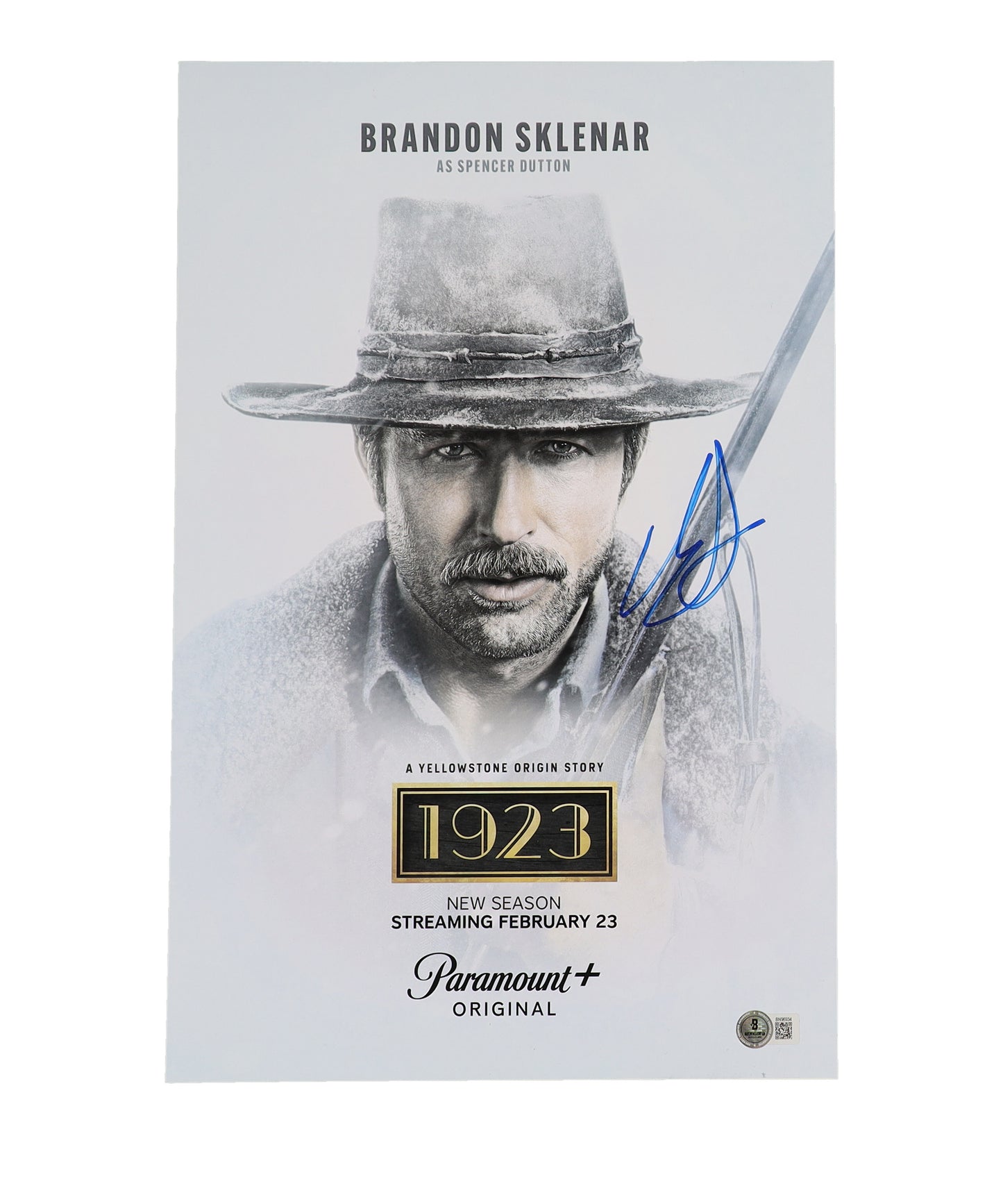 Brandon Sklenar Signed "1923" 11x17 Photo (Beckett) - Spencer Dutton