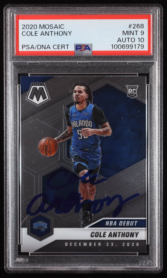 Cole Anthony Signed 2020-21 Panini Mosaic #268 RC (PSA 9 | Auto Grade PSA 10) Autograph Graded PSA 10 | Rookie Card