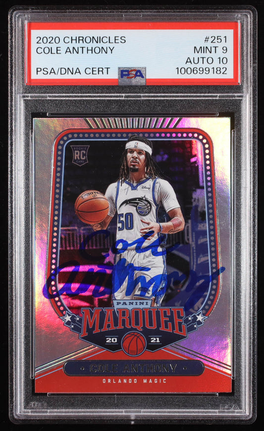 Cole Anthony Signed 2020-21 Panini Chronicles Marquee #251 RC (PSA 9 | Auto Graded PSA 10) Autograph Graded PSA 10 | Rookie Card