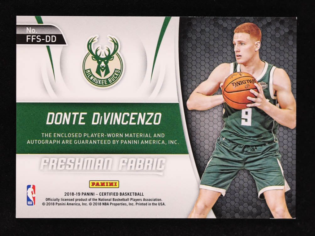 Donte DiVincenzo 2018-19 Certified Freshman Fabric Signatures Mirror Gold #17 #05/10 RC Rookie Card | Serially Numbered #05 / 10