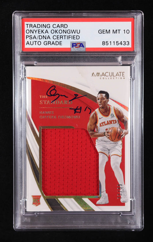 Onyeka Okongwu Signed 2020-21 Immaculate Collection The Standard Relics #75 #73/99 RC (PSA | Auto Grade PSA 10) Autograph Graded PSA 10 | Rookie Card | Serially Numbered #73 / 99