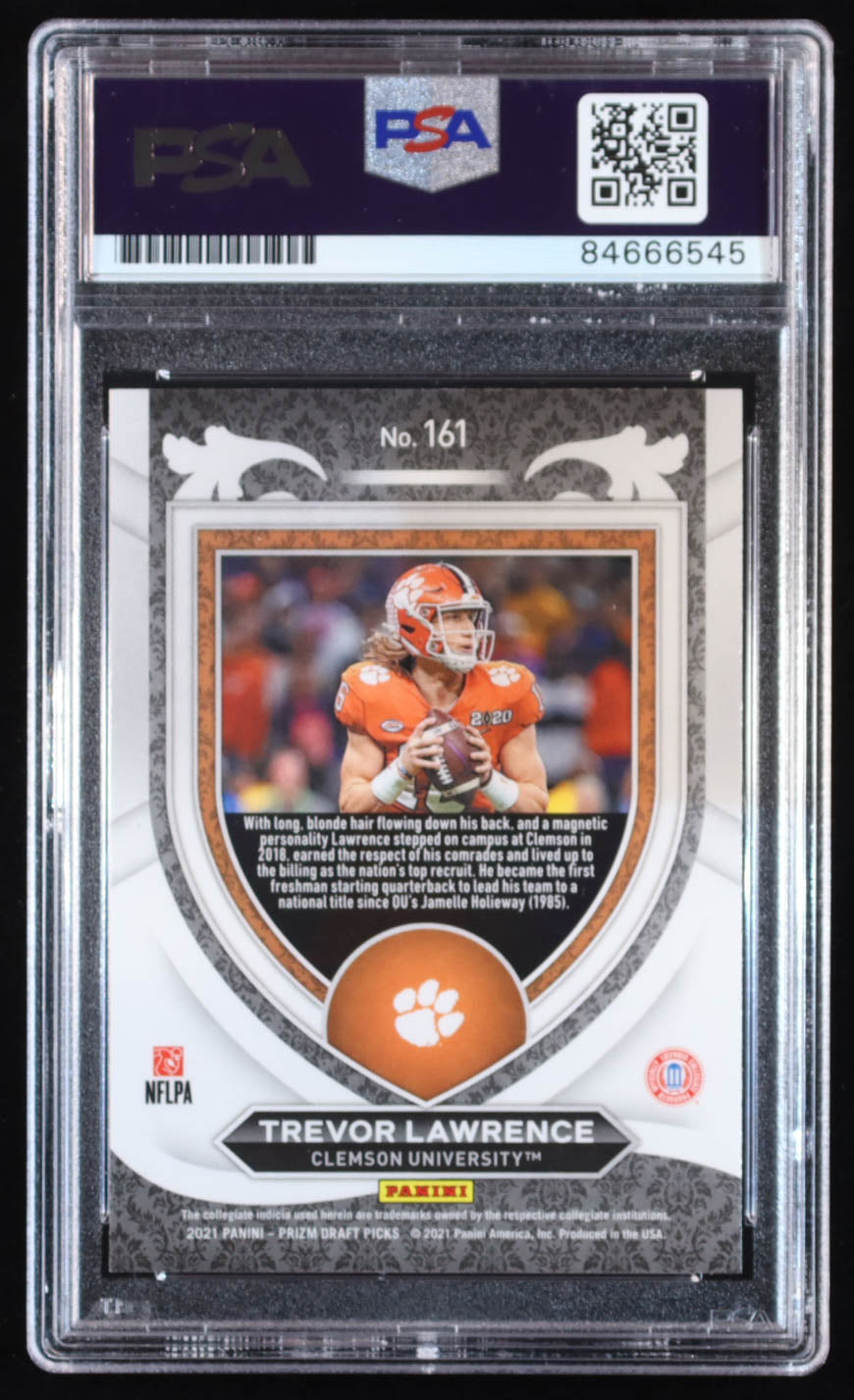 Trevor Lawrence Signed 2021 Panini Prizm Draft Picks #161 C RC (PSA | Autograph Graded PSA 10) Rookie Card
