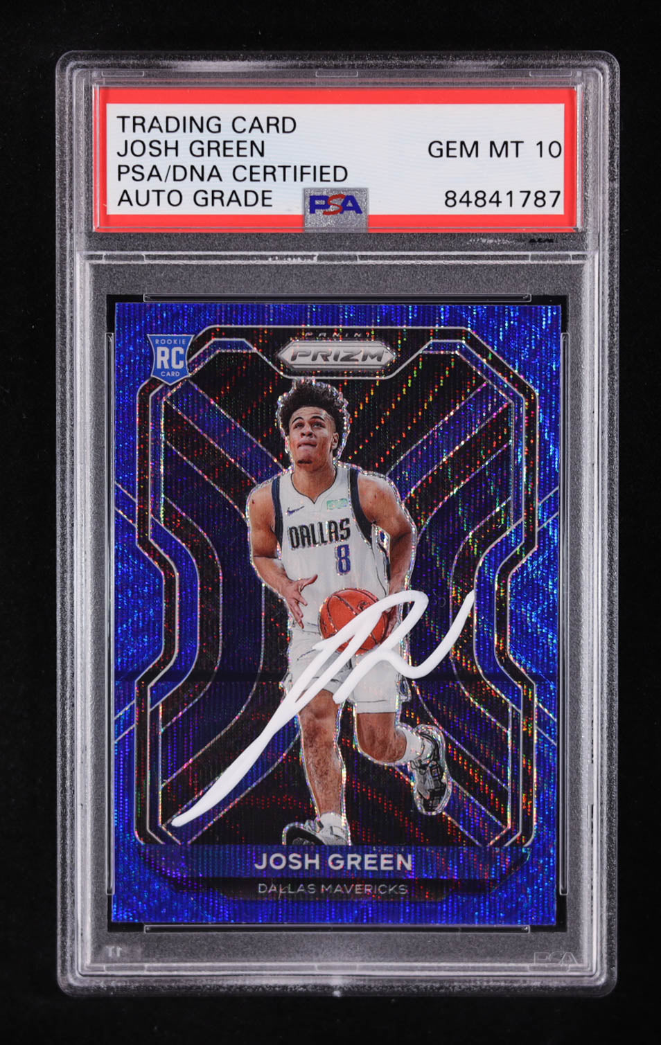 Josh Green Signed 2020-21 Panini Prizm Prizms Blue Wave #274 RC (PSA | Auto Grade PSA 10) Autograph Graded PSA 10 | Rookie Card