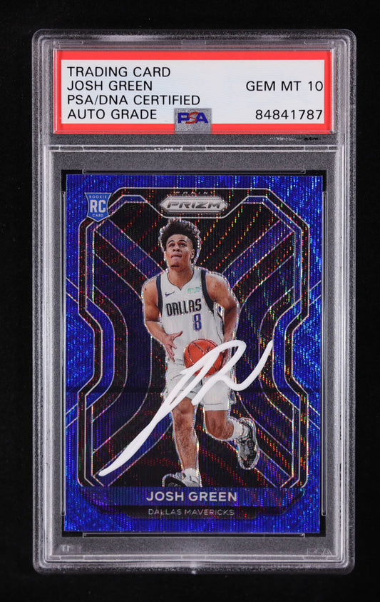 Josh Green Signed 2020-21 Panini Prizm Prizms Blue Wave #274 RC (PSA | Auto Grade PSA 10) Autograph Graded PSA 10 | Rookie Card