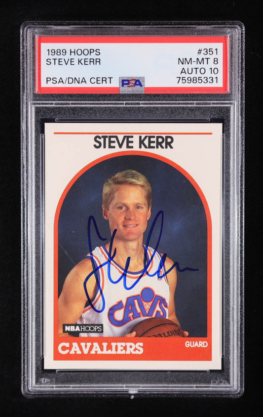 Steve Kerr Signed 1989-90 Hoops #351 RC (PSA 8 | Auto Grade PSA 10) Autograph Graded PSA 10 | Rookie Card