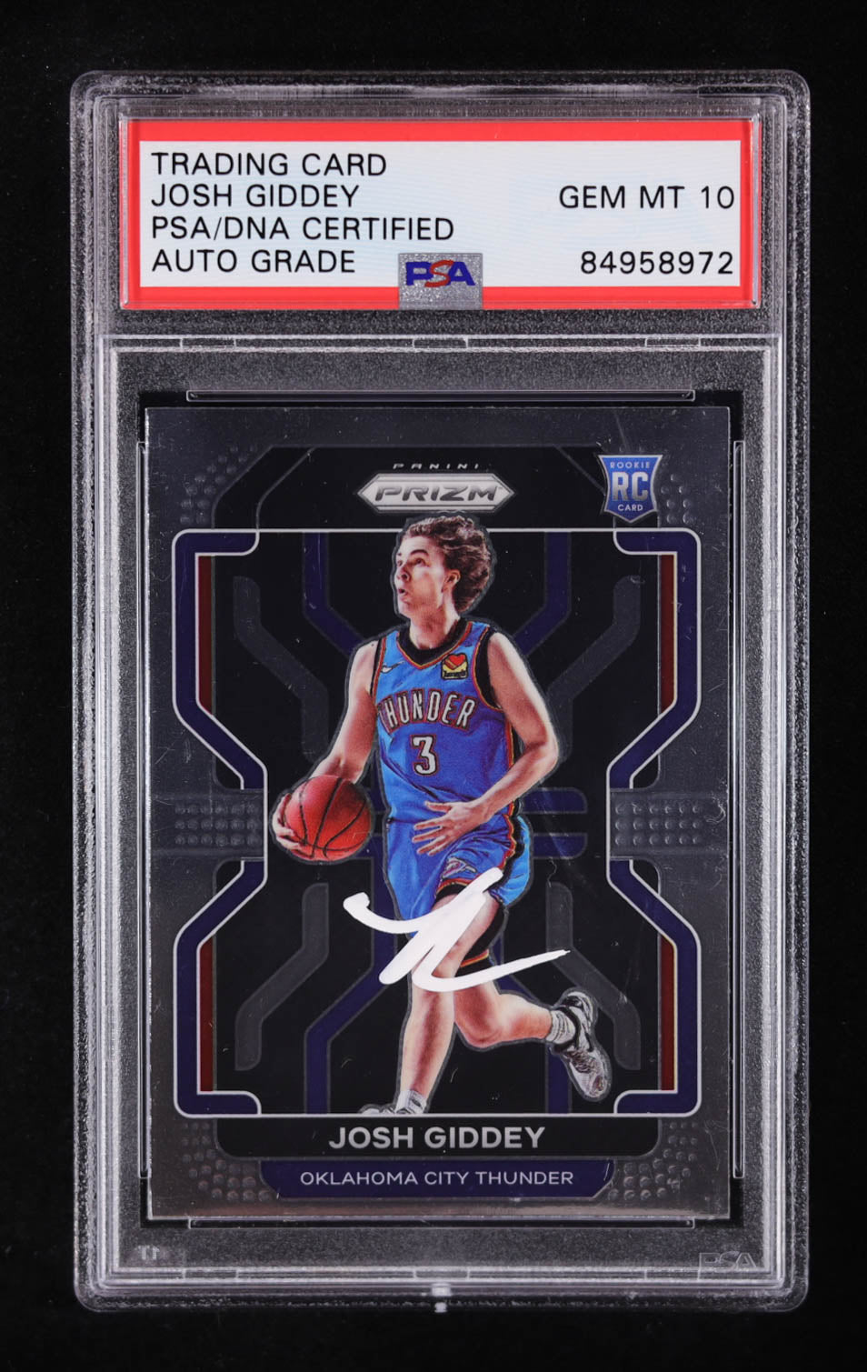 Josh Giddey Signed 2021-22 Panini Prizm #301 RC (PSA | Auto Grade PSA 10) Autograph Graded PSA 10 | Rookie Card