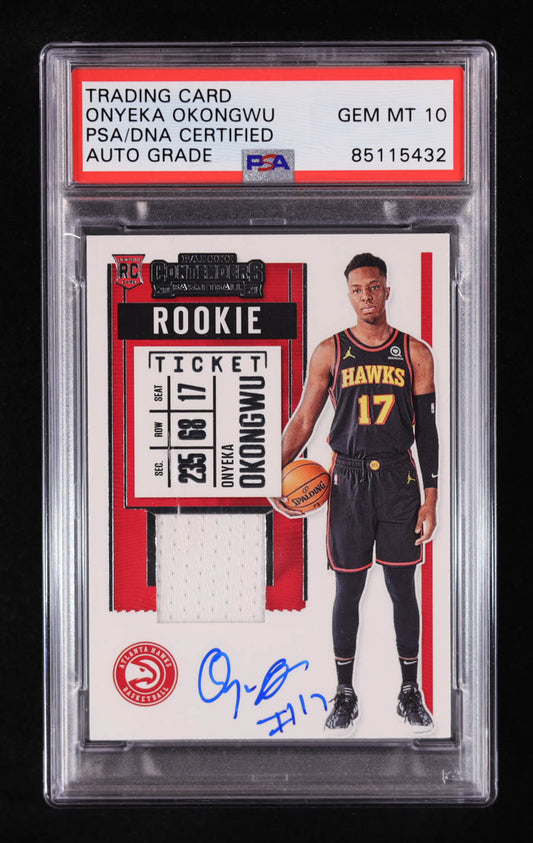 Onyeka Okongwu Signed 2020-21 Panini Contenders Rookie Ticket Swatches #18 RC (PSA | Auto Grade PSA 10) Autograph Graded PSA 10 | Rookie Card