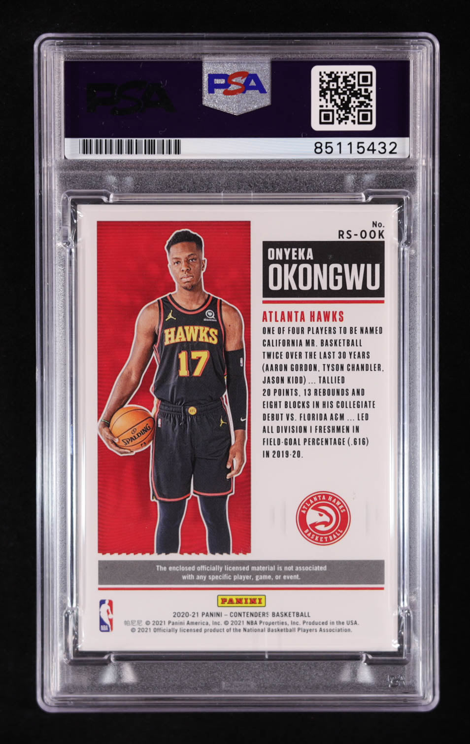 Onyeka Okongwu Signed 2020-21 Panini Contenders Rookie Ticket Swatches #18 RC (PSA | Auto Grade PSA 10) Autograph Graded PSA 10 | Rookie Card