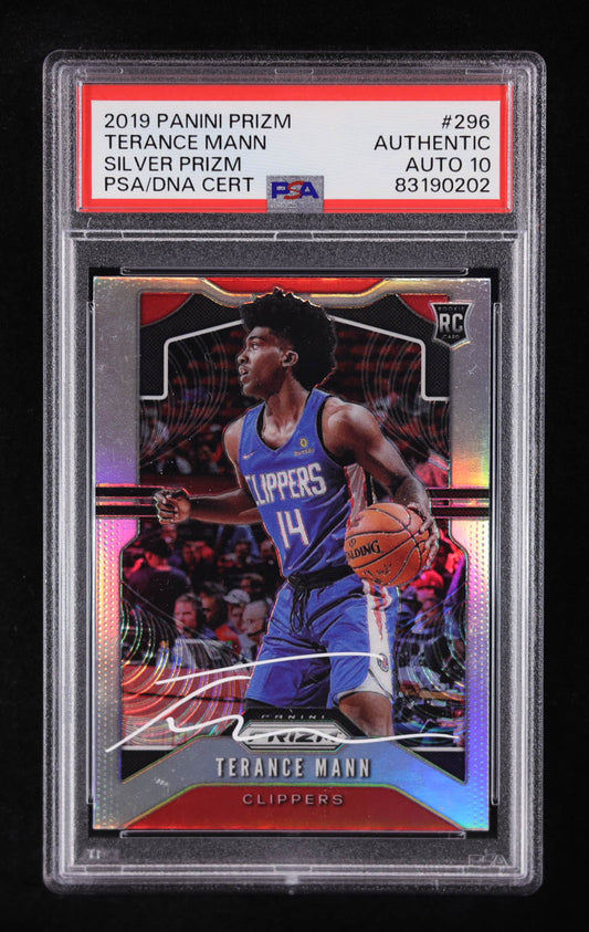 Terance Mann Signed 2019-20 Panini Prizm Prizms Silver #296 RC (PSA | Auto Grade PSA 10) Autograph Graded PSA 10 | Rookie Card